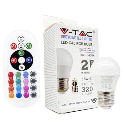 LAMPADINA A LED 3.5W E27 G45 RF CONTROL RGB + 6400K