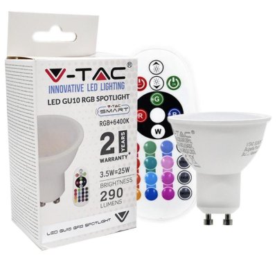 LED SPOTLIGHT 3.5W GU10 MILKY COVER RF CONTROL RGB + 6400K