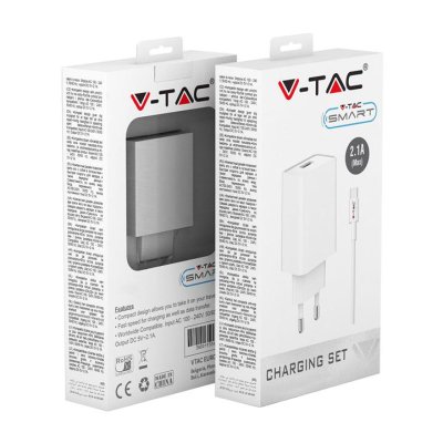 SET DI RICARICA CON ADATTATORE DA VIAGGIO CAVO MICRO USB BIANCO