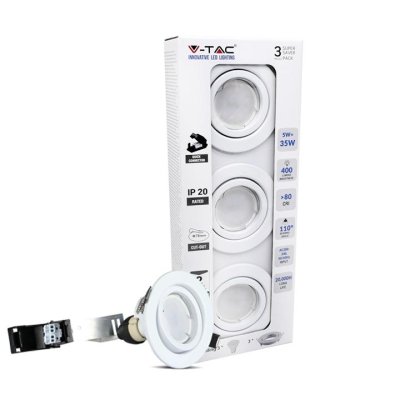 LED FARETTO 5W GU10 CON FITTING CORPO BIANCO 4500K 3PCS/PACK