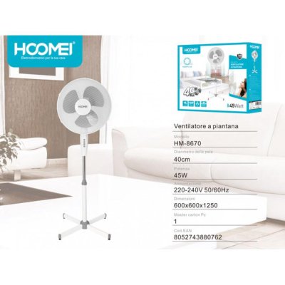 VENTILATORE A PIANTANA 50W 40CM BIANCO