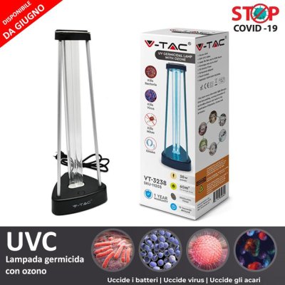 LAMPADA GERMICIDA UV-C 38W CON OZONO PER 60M2