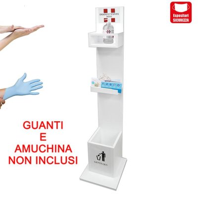 PIANTANA COLONNINA PORTA DISPENSER E GUANTI CON CESTINO