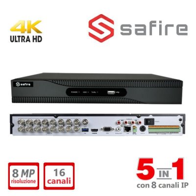 SF-HTVR8216AP-HEVC DVR 5IN1 16CH HDTVI/HDCVI/AHD/CVBS / 8 IP