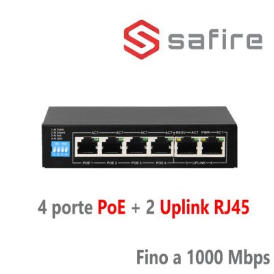 SF-SW0604POE-G-60 SWITCH 4 PORTE + 2 UPLINK RJ45