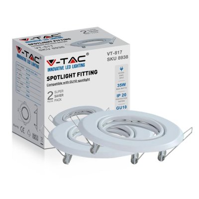 GU10 ROTONDA SPOTLIGHT FITTING BIANCO 2 PCS/BOX