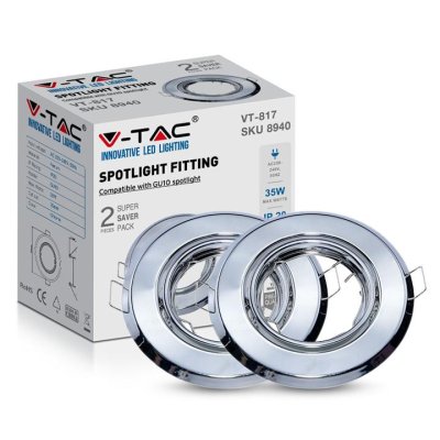 GU10 PORTAFARETTO ROTONDO CHOME 2PCS/BOX