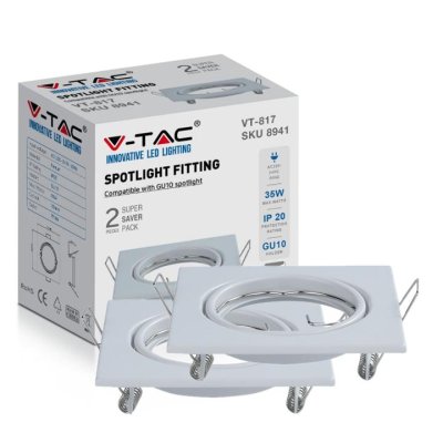 GU10 PORTAFARETTO QUADRATO WHITE 2PCS/BOX