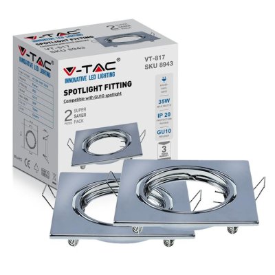 GU10 PORTAFARETTO QUADRATO CHOME 2PCS/BOX
