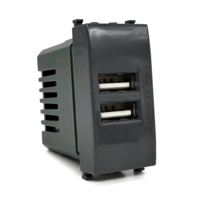 DOPPIA PRESA USB 2A 621N/VMR-PLN NERO