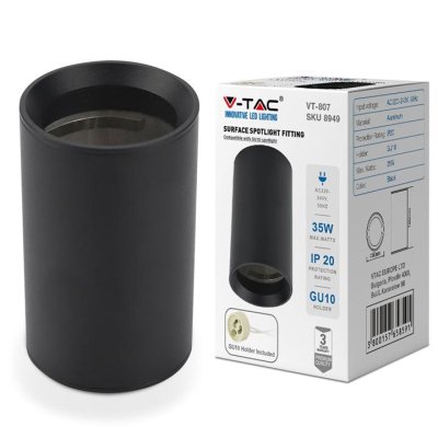 GU10 SURFACE MOUNTED FITTING NERO