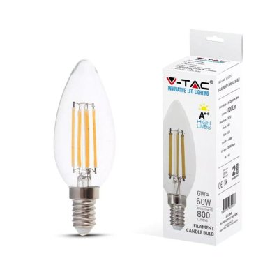 LED LAMPADINA 6W FILAMENT E14 TRASPARENTE CANDELA 2700K 130 LM/W