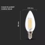 LED LAMPADINA 6W FILAMENT E14 TRASPARENTE CANDELA 2700K 130 LM/W
