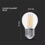 LED LAMPADINA 6W FILAMENTO E27 G45 TRASPARENTE 4000K 130LM/W
