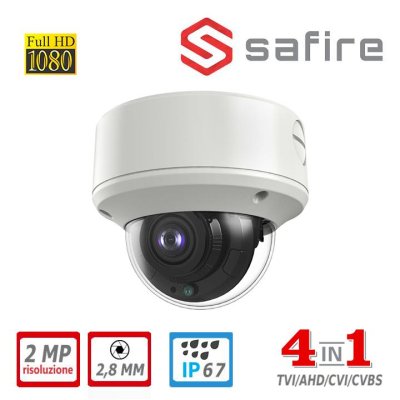 DOME 2MP 2.8 MM IR30 4IN1 IK10 SAFIRE WDR, BLC, 3DNR,