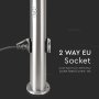 E27 PALETTO CON LAMPADA 60CM SENSORE PIR 2 PRESE A SPINA EU IN ACCIAIO INOSSIDABILE SATIN NICKEL IP44