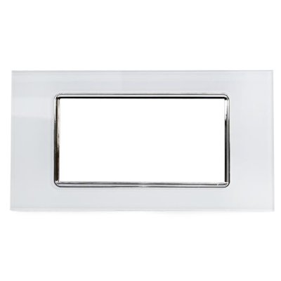 PLACCA 8004BL-1 4P BIANCA/INT-LGT VETRO