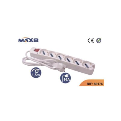 MULTIPRESA 6 PR.UNIVERS. CAVO  H05VV-F3G1.0-1,5MT. SP.SCHUKO
