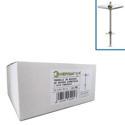 SCATOLA 100PZ TASS. ACC. 4MM   ANCORA SIMMETRICA CON VITE