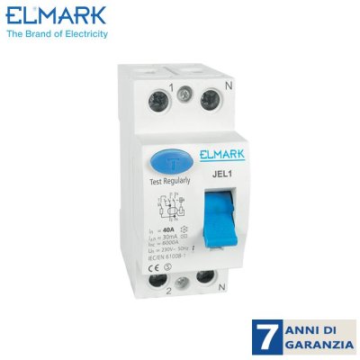 INTERRUTTORE DIFFERENZIALE JEL1 2P 20A/30MA 6KA