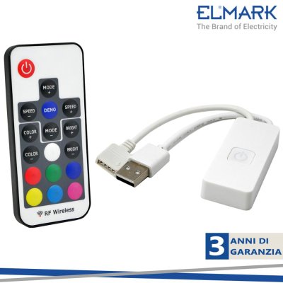 RF MINI RGB USB LED CONTROLLER CON TELECOMANDO PER STRISCIA LED 5V