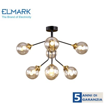 BUBBLES CHANDELIER 8XE14 AMBER GLASS