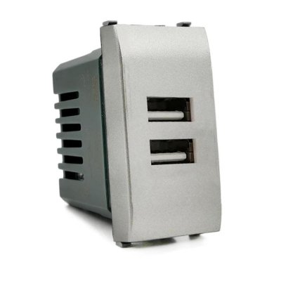 DOPPIA PRESA USB 2A T2 621A ALLUMINIO VIMAR PLANA COMPATIBILE