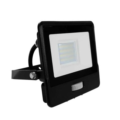 20W LED PIR SENSORE PROIETTORE SAMSUNG CHIP CORPO NERO 4000K 1M CAVO