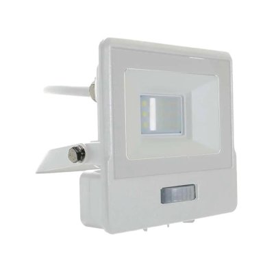 10W LED PIR SENSORE PROIETTORE SAMSUNG CORPO BIANCO  4000K 1M CAVO