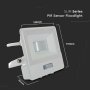 10W LED PIR SENSORE PROIETTORE SAMSUNG CORPO BIANCO  4000K 1M CAVO