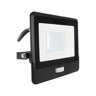 30W LED PIR SENSORE PROIETTORE SAMSUNG CHIP CORPO NERO 4000K 1M CAVO