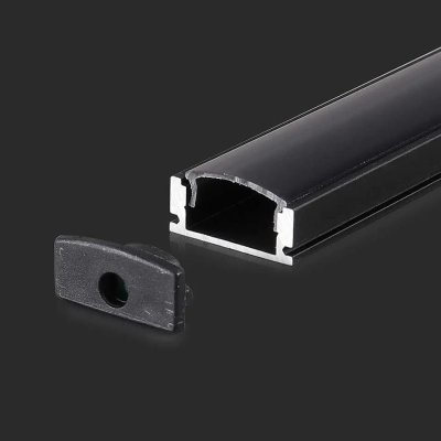 KIT DI MONTAGGIO PER STRISCE IN ALLUMINIO CON DIFFUSORE NERO 2000X17.4X7MM