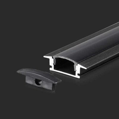 KIT DI MONTAGGIO PER STRISCE IN ALLUMINIO CON DIFFUSORE NERO INCASSO 2000X24.7X7MM