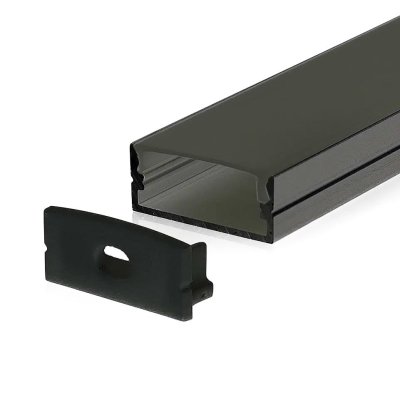 KIT DI MONTAGGIO PER STRISCE IN ALLUMINIO CON DIFFUSORE NERO 2000X23.5X10MM