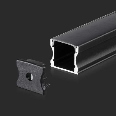 KIT DI MONTAGGIO PER STRISCE IN ALLUMINIO CON DIFFUSORE NERO 2000X17.2X14.4MM