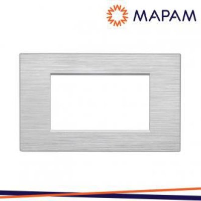 PLACCA TECNOPOLIMERO SPAZZOLATO 8004SL-9 ART 4P SILVER BTICINO LIVING (LGT) COMPATIBILE