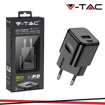 30W CARICABATTERIA ADAPTER WITH 1PD + 1 QC PORT NERO
