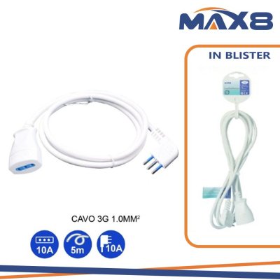 PROLUNGA 5MT SPINA E PRESA 10A CAVO DA 1MM