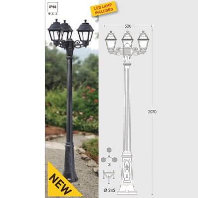 GIGI BISSO/MARY 3L NERO E27 LED 8,5W CCT PALO 207CM