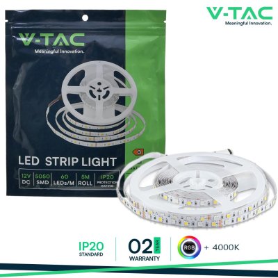 LED STRISCIA 5050 60 LEDS 12V IP20 RGB 4000K