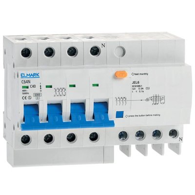 DISPOSITIVO COMBINATO ELETTRONICO DI CORRENTE RESIDUA JEL6 C40 3P+N 40A/300MA