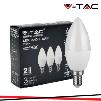 LED LAMPADINA 4.5W E14 CANDELA 3000K 3 PCS/BLISTER