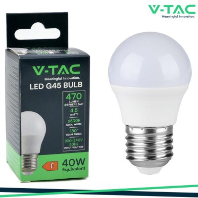 LED LAMPADINA 4.5W E27 G45 6500K