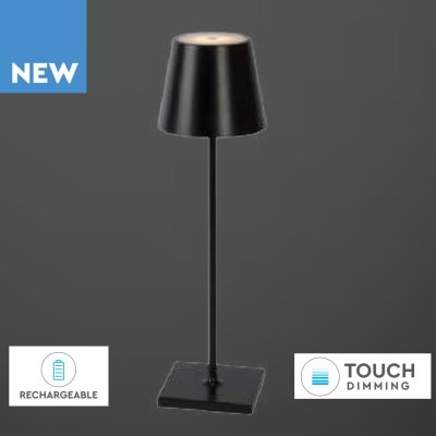 3W LED LAMPADA DA TAVOLO RICARICABILE TOUCH DIMMABLE CORPO NERO 4000K