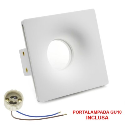 FARETTO IN GESSO 120X120MM QUADRATO HOLDER GU10 INCLUSO