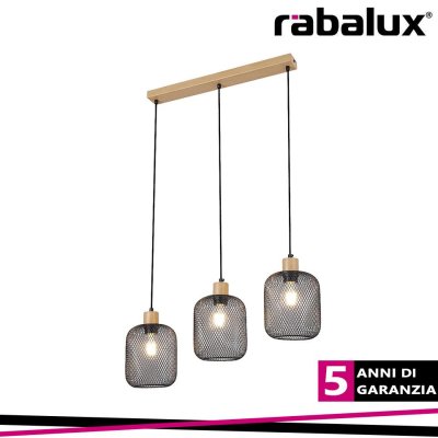 GRENDEL, INDOOR METAL PENDANT LAMP, E27 3X MAX 60W, BEECH WO