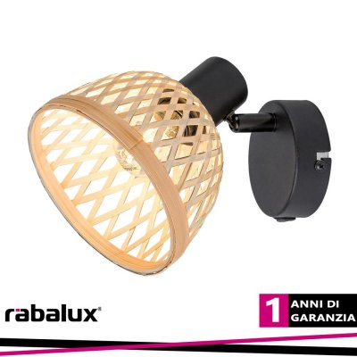 RATTAN, INDOOR METAL RATTAN BAMBOO SPOT LAMP, E14 1X MAX 15W