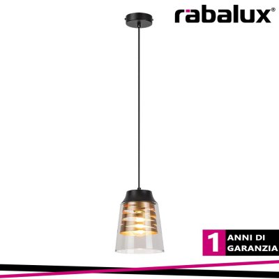 ZENAIDA, GLASS PENDANT LAMP, E27 1XMAX 60W, MATT BLACK, GOLD