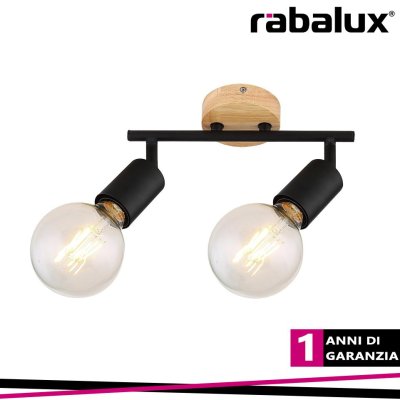 PABLO, METAL WOOD SPOT , E27 2XMAX 40W, MATT BLACK