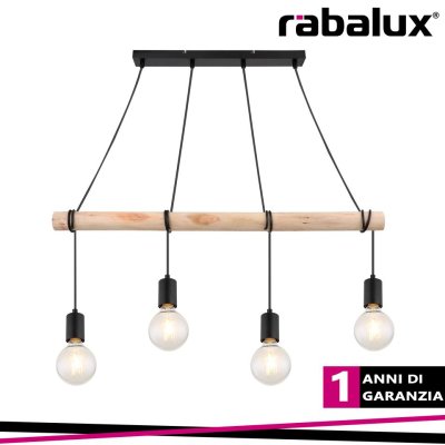 PABLO, METAL WOOD PENDANT , E27 4XMAX 40W, MATT BLACK
